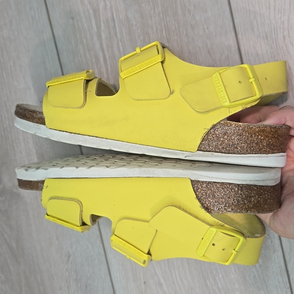 Birkenstock Women Milano Bright Yellow Sandals Leather Shoes Sz 37/6 Narrow - Picture 8 of 11